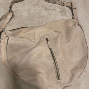 LARGE cream distressed free people hobo bag crossbody genuine leather